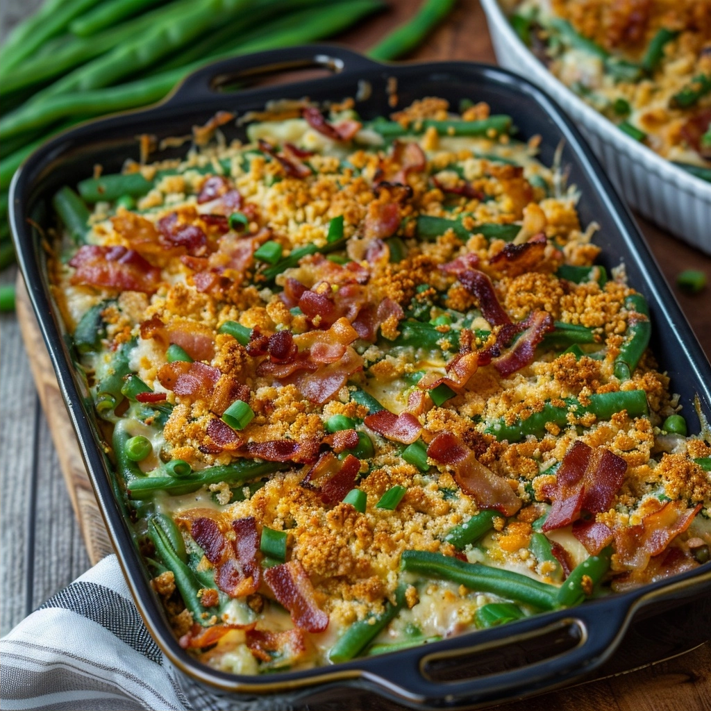 Green Bean Casserole with Bacon Alternative for Holiday Feasts