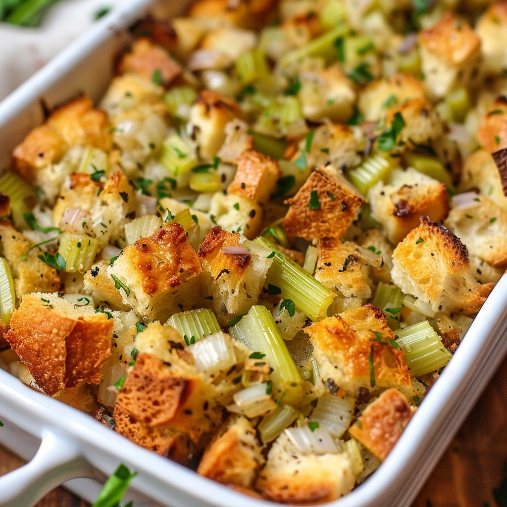 Easy Traditional Bread Stuffing with Celery and Onions