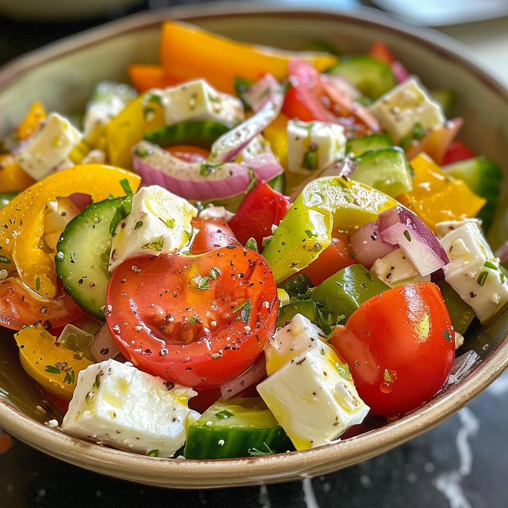 Healthy Greek Salad with Feta Recipe