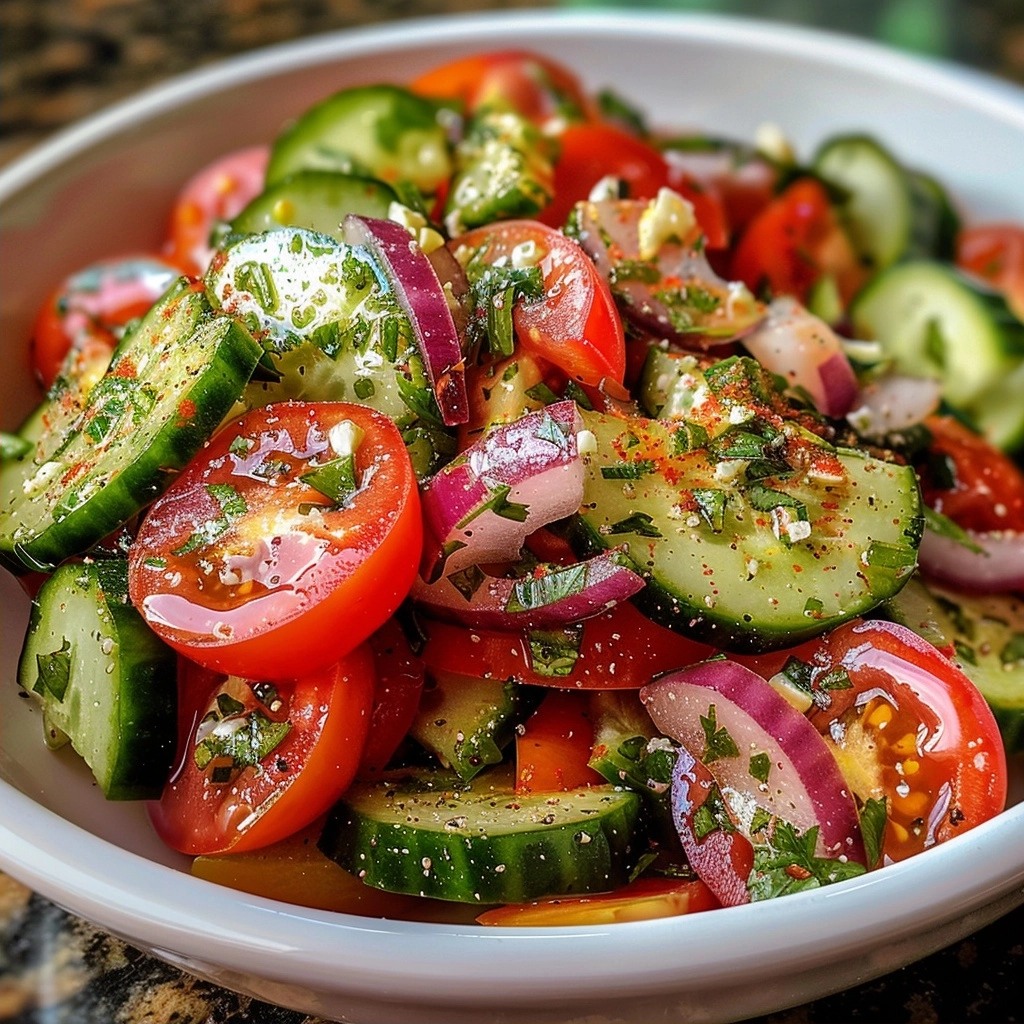 Easy Greek Cucumber Tomato Salad Recipe