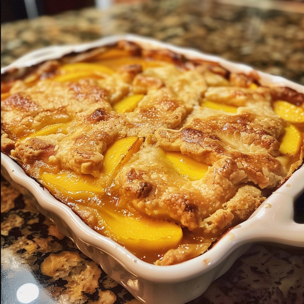 Fresh Peach Cobbler Made with Ripe Summer Fruit