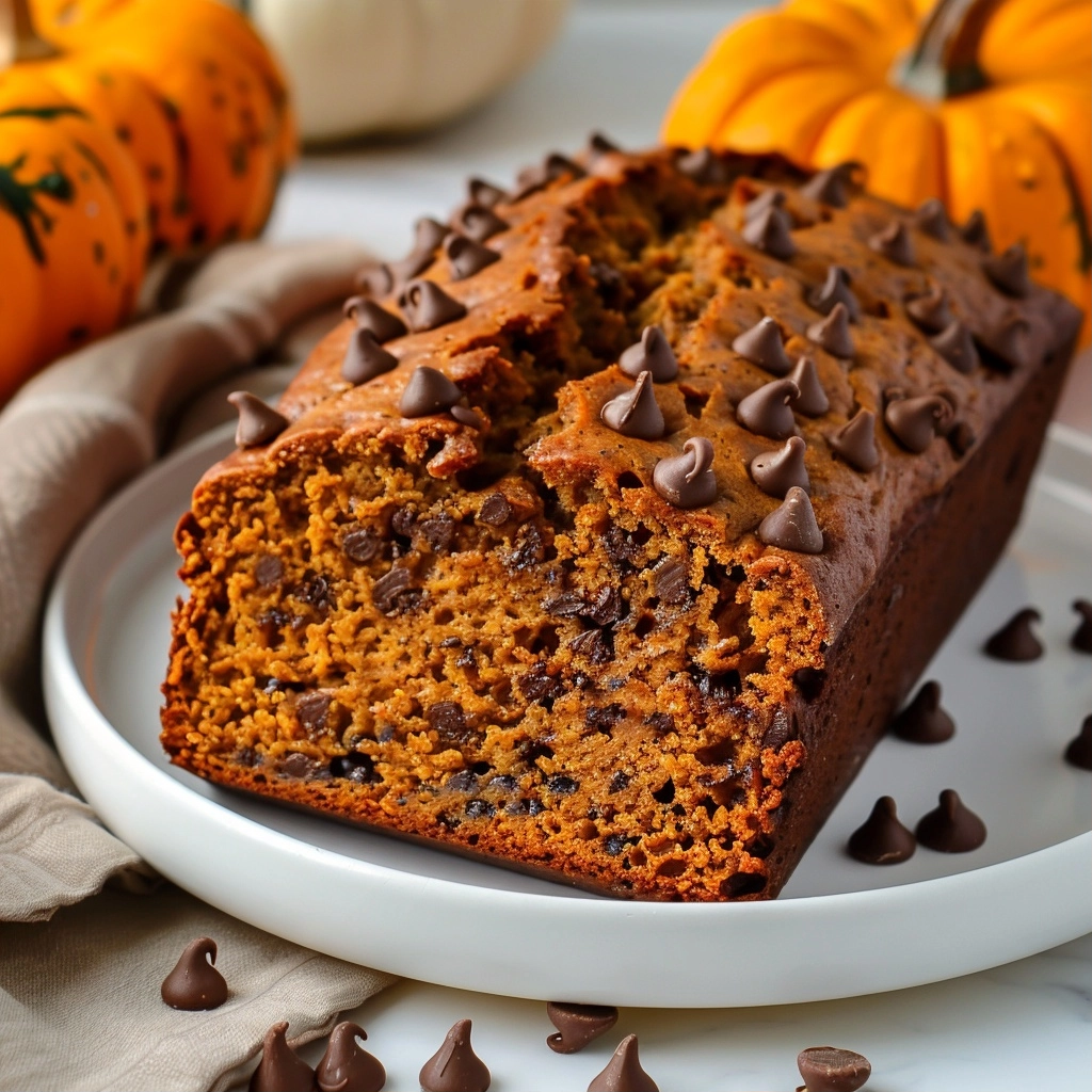 Pumpkin Bread With Chocolate Chips for Autumn Baking