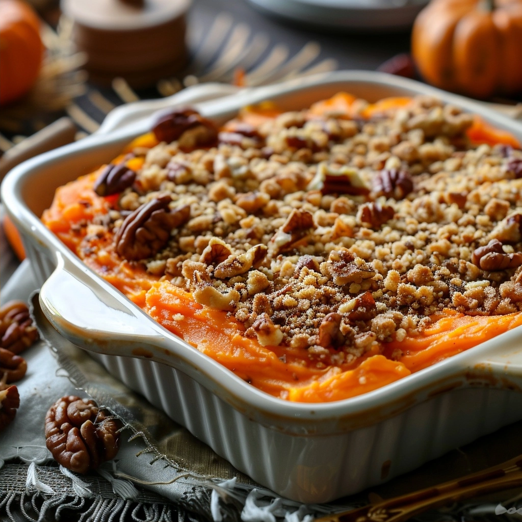 Classic Sweet Potato Casserole with Pecan Streusel